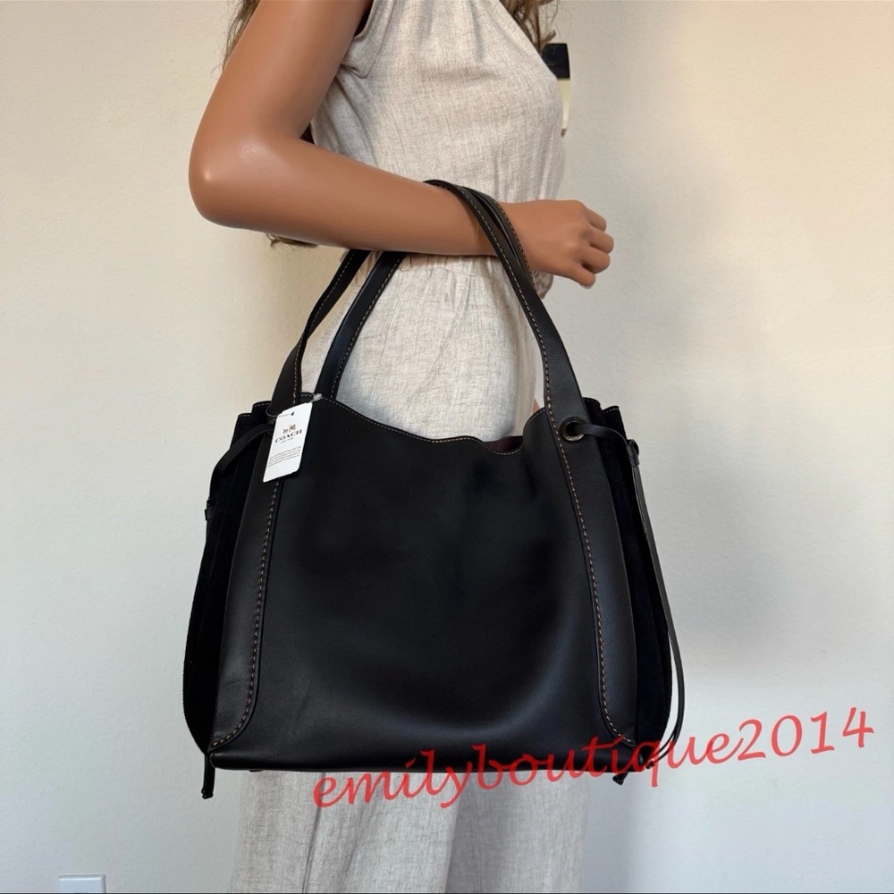 Coach 1941 Harmony Glovetanned Suede Leather Black Medium Hobo Tote Bag 53352